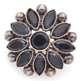 Antique 14K Yellow Gold & Silver Plated Onyx Brooch Pin