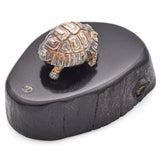 Vintage Sterling Silver Turtle Standing on Black Coral Base