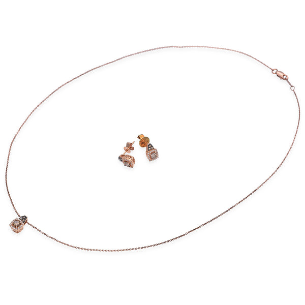 14K Le Vian Rose Gold 0.64 TCW Chocolate Diamond Pendant Necklace & Earring Set