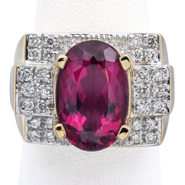 Laura Ramsey 14K Yellow Gold 5.91Ct Rubellite Tourmaline, 0.56TCW Diamond Ring