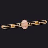 Antique Victorian 10K Gold Angel Skin Coral Cameo & Sea Pearl Bar Brooch Pin