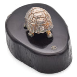 Vintage Sterling Silver Turtle Standing on Black Coral Base