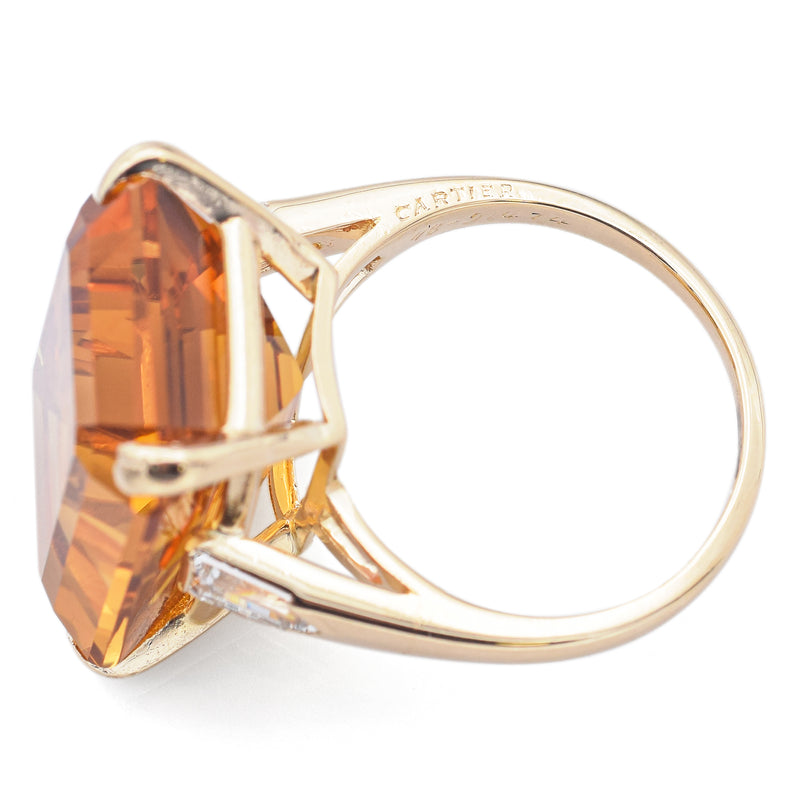 Cartier 22.58 Ct Citrine 0.57 TCW Diamond 14K Yellow Gold