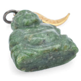 Vintage Sterling Silver Hawaii Green Jade Carved Buddha Charm Pendant