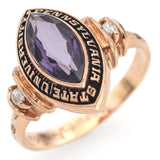 '89 10K Yellow Gold 0.80 Ct. Lab Amethyst, Diamond Penn State Univ. Class Ring