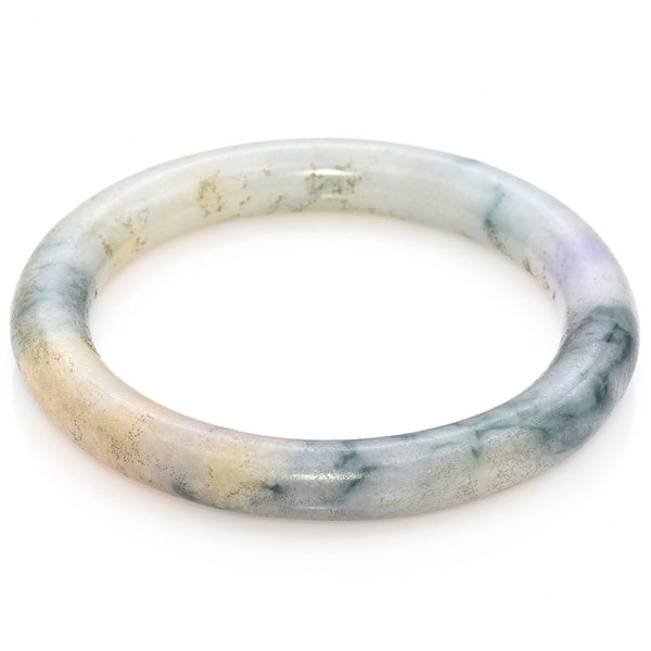 GIA Antique 348.02Ct Variegated White Green Grade A Jadeite Jade Bangle Bracelet