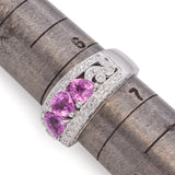 14K White Gold Trillion Cut Pink Sapphire and Diamond Ring