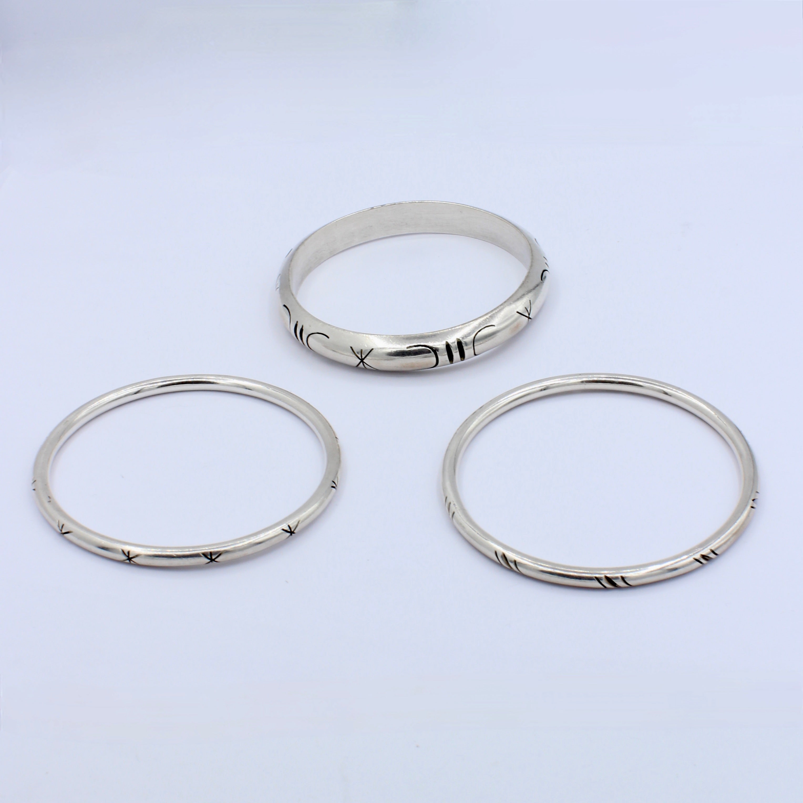 Lot of 3 Vintage Mexican Sterling Silver Bangles