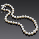 Vintage 14K White Gold 7.5-10 mm Pearl Beaded Strand Necklace 16 Inches