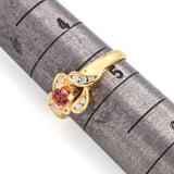 20K Yellow Gold Orange Mandarin Oval Garnet and Diamond Ring