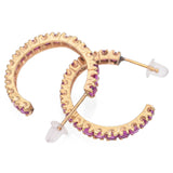 14K Gold 3.6 TCW Pink Sapphire Hoop Earrings