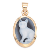 Vintage 14K Yellow Gold Sitting Cat Hardstone Cameo Pendant