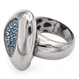 Roberto Coin Capri Plus Ruthenium Plated Sterling Silver Blue Topaz Ring Sz 6.25