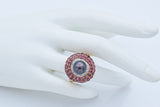 Estate 14K Yellow Gold South Sea Pearl, Rhodolite & Diamond Cocktail Ring Size 9