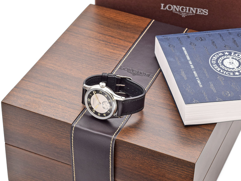 Vintage Longines Men's Heritage Classic Tuxedo Automatic Watch 38mm Box & Book