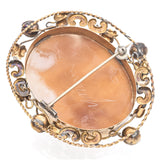 Antique Yellow Gold Cameo Going Home Filigree Brooch