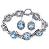 Suarti BA Indonesia Sterling Silver Blue Topaz Necklace & Earrings Set