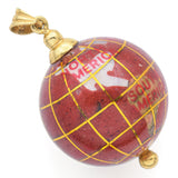 Vintage 14K Yellow Gold Multi-Stone Globe World Charm Pendant