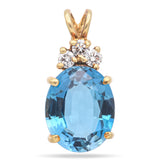 14K Yellow Gold 2.56 Ct London Blue Topaz & Diamond Pendant