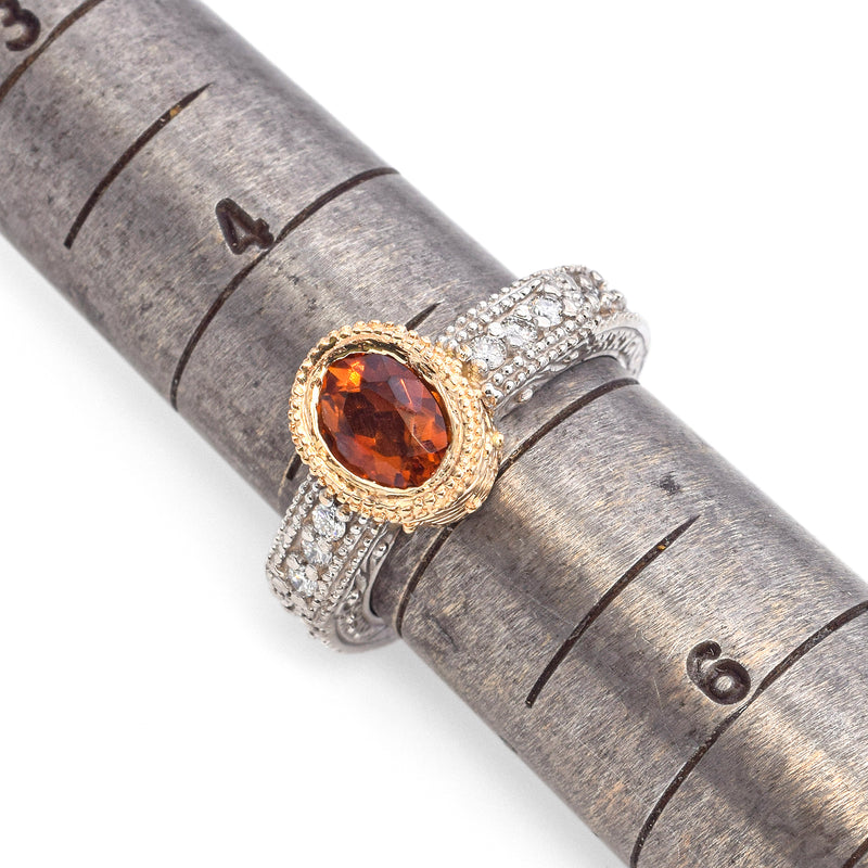 14K White and Yellow Gold 0.66 Ct. Citrine and Diamond Ring