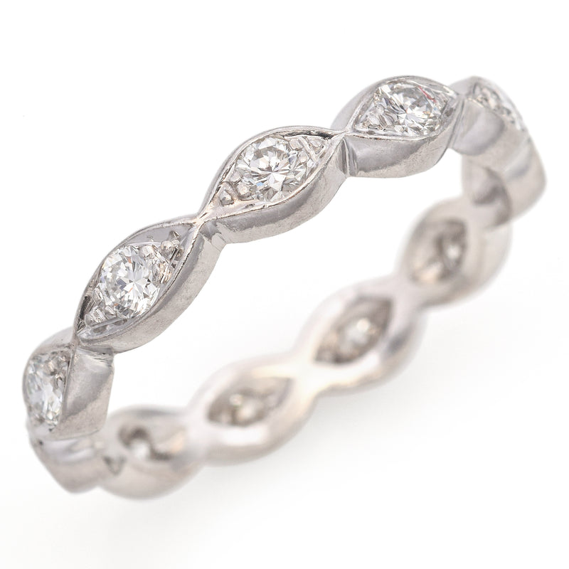 Vintage Platinum Diamond Wedding Eternity Band