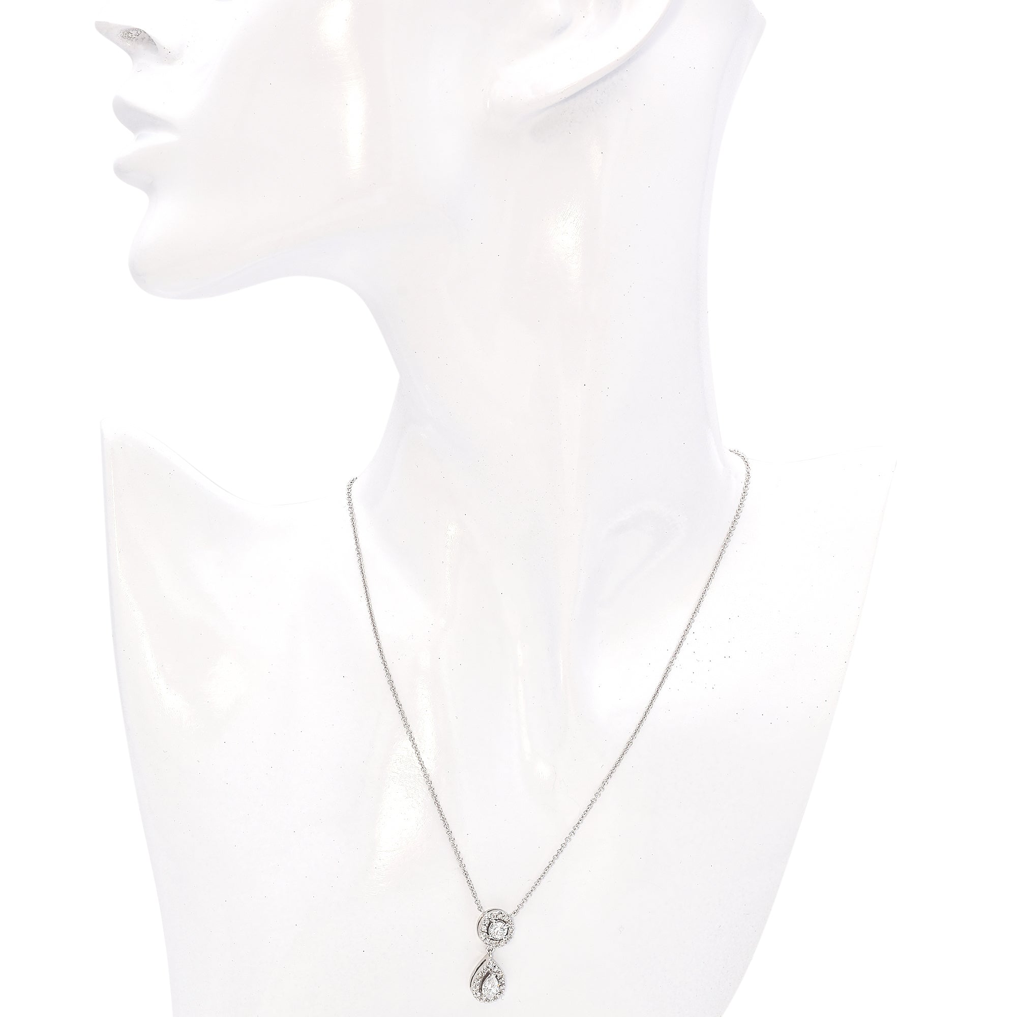 14K White Gold 1.05 TCW Diamond Pendant Necklace