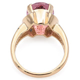 Estate 14K Yellow Gold 6.59Ct Pink Tourmaline & Diamonds Oval Cocktail Ring