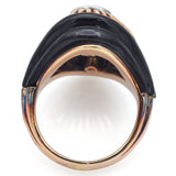 Vintage 14K Yellow Gold Black Onyx & Diamond Band Ring Size 5.5