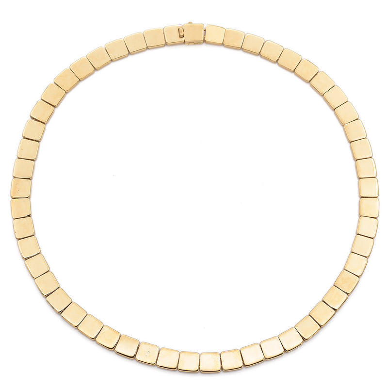 Tiffany & Co. 18K Yellow Gold Square Panel Mirror Link Necklace