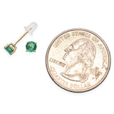 14K Yellow Gold Round Cut 0.56 TCW Emerald Stud Earrings