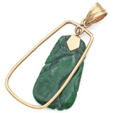 Vintage 14K Yellow Gold Green Jade Carved Squash Fruit Pendant