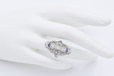 Antique Art Deco Platinum 1.07 TCW Diamond & Sapphire Ring Size 5.5