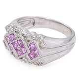 14K White Gold Pink Sapphire & Diamond Ring