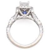 14K White Gold 1.32 TCW Diamond Halo Engagement Ring with Sapphire Accent Stones