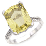 Effy 14K White Gold 10.5 Ct. Lemon Quartz Diamond Cocktail Ring