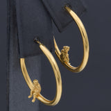 Estate French 18K Yellow Gold Plated Boy and Girl Hoop Earrings