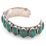 Vintage James Shay Navajo Sterling Silver Malachite Cuff Bracelet