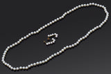 Estate 14K Yellow Gold Pearl Beaded Strand Necklace & Drop Earrings Set