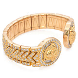 Gianni Versace 18K Yellow Gold 6.13 TCW Diamond Medusa Cuff Bracelet