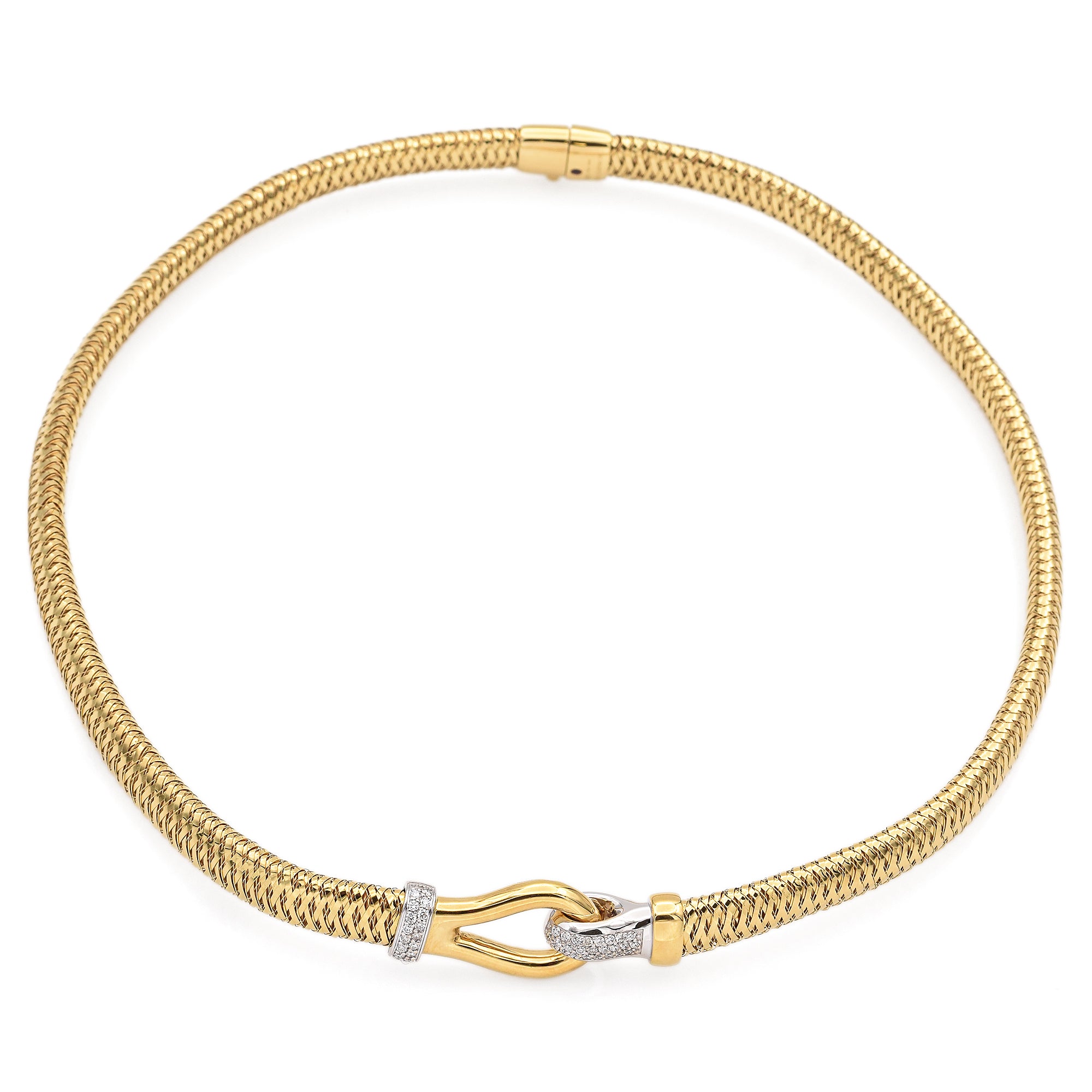 Roberto Coin 18K Yellow Gold Diamond Primavera Weave Stretch Choker Necklace