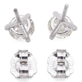 14K White Gold 0.98 TCW Old Euro Diamond Round Stud Earrings