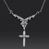 Estate 14K White Gold 0.22 TCW Diamond Interchangeable Cross Pendant Necklace