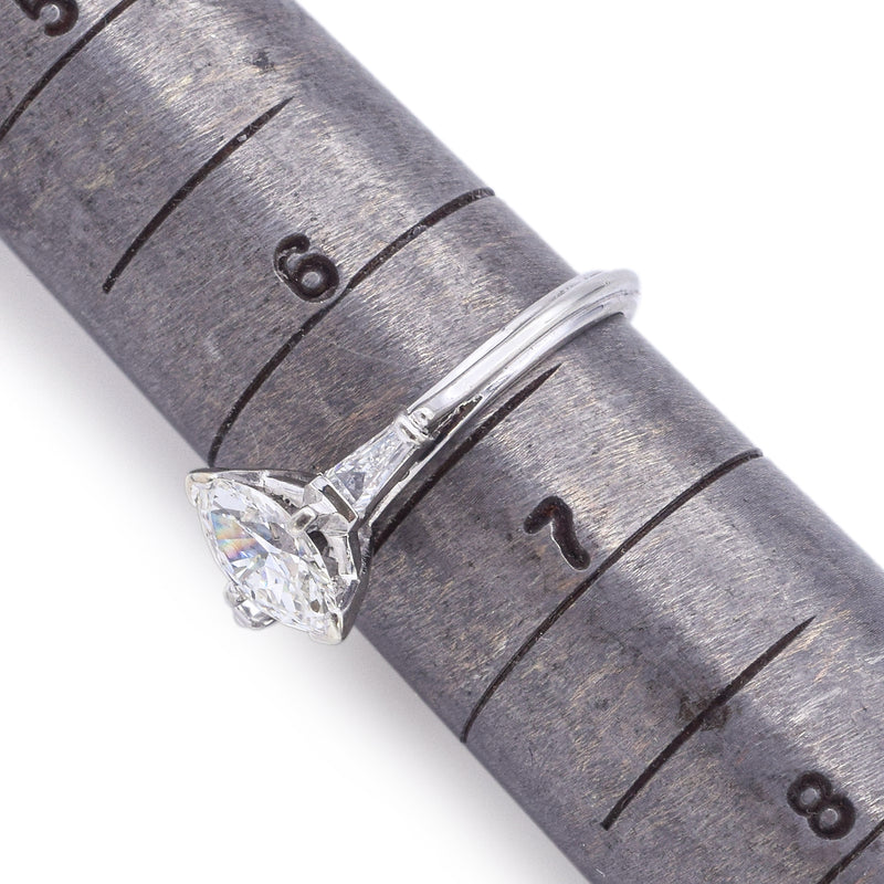 Vintage 18K White Gold 0.60ct G VS Center Diamond Engagement Wedding Ring Set