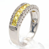 10K White Gold Lemon Topaz Diamond Ring Size 7