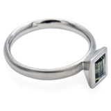 Estate 14K White Gold 0.56 Ct Green Sapphire Baguette Band Ring Size 8