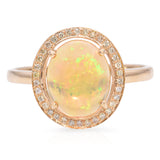 14K Yellow Gold 2.09 Ct. Opal and Diamond Halo Ring