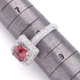 Estate 18K White Gold 1.65 Ct Padparadscha Sapphire & 1.20 TCW Diamond Band Ring