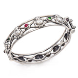 Sterling Silver Ruby & Green Tourmaline Lord Ganesha Rajasthani Bangle Bracelet