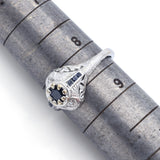 Antique Art Deco Platinum Diamond & Sapphire Band Ring Size 8.25