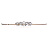 Antique 14K Yellow & White Gold Diamond & Pearl Bar Brooch Pin